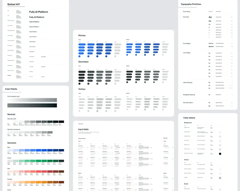 Design System Tokens – Color, Type Styles, buttons and input fields