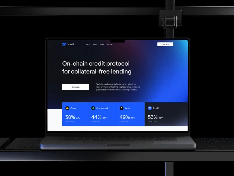 TrueFi Web Interface – Lending Protocol Hero