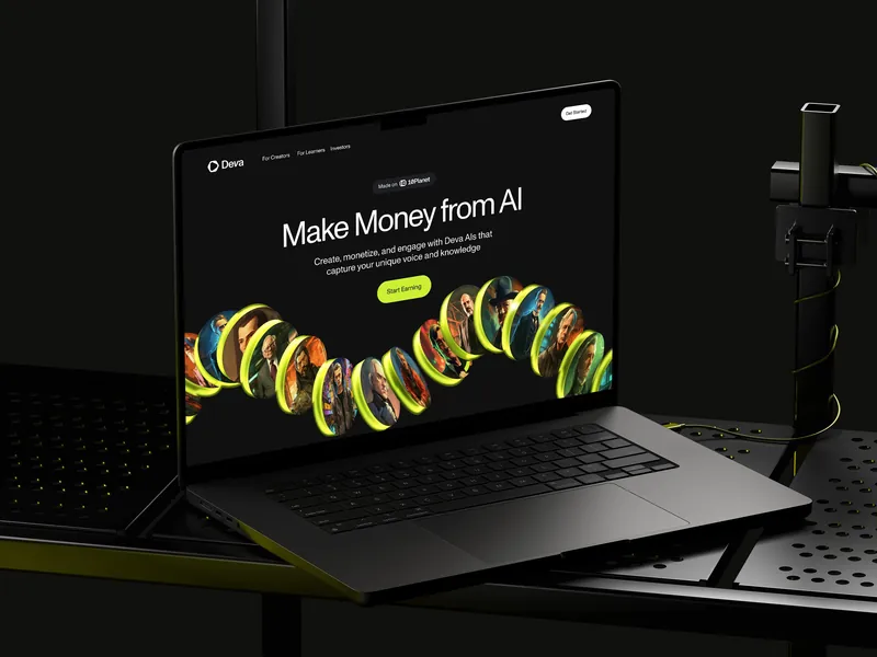 Hero Shot – Deva “Make Money from AI” Landing
