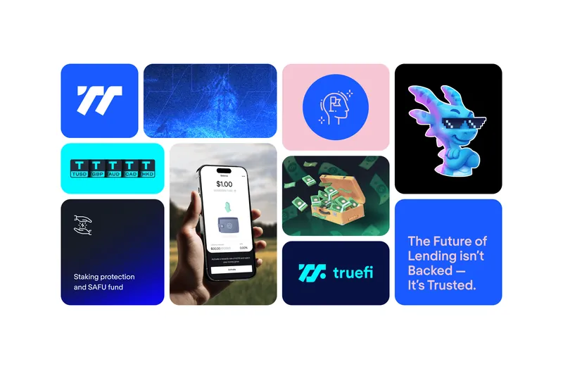 Collage of TrustToken Brand Assets – Icons & Screens