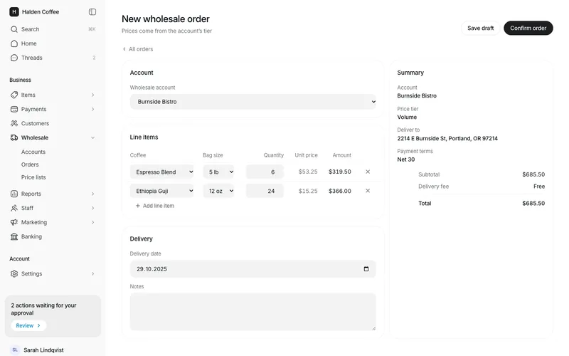 Halden new wholesale order form